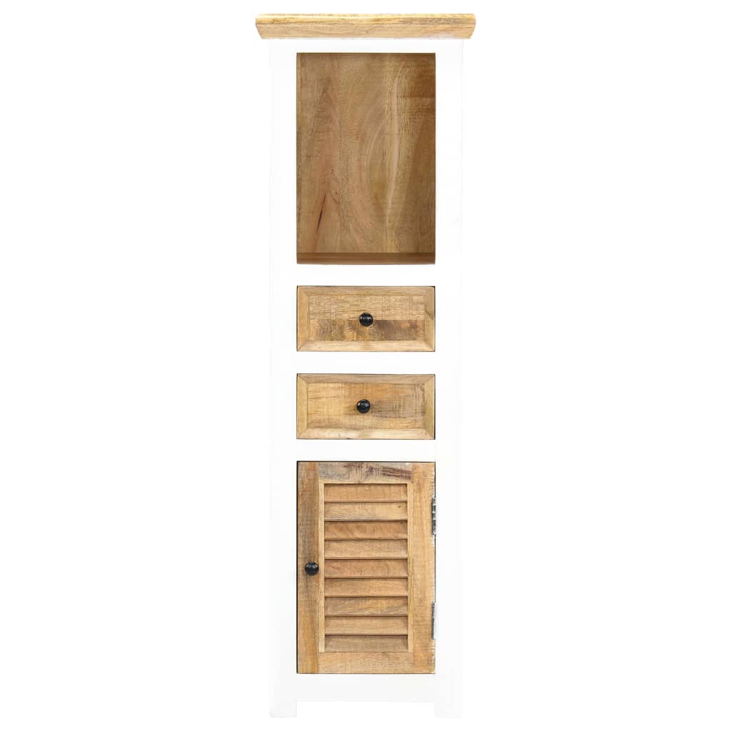 Highboard White and Brown 40x30x128 cm Solid Rough Mango Wood