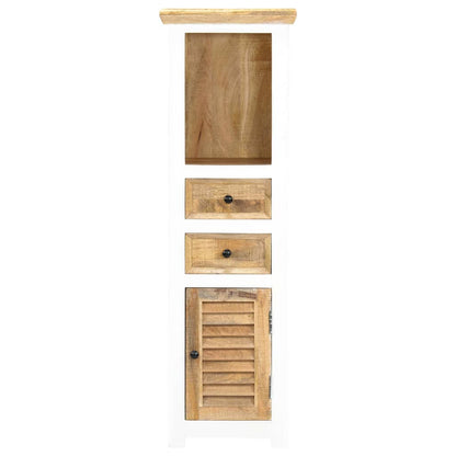 Highboard White and Brown 40x30x128 cm Solid Rough Mango Wood