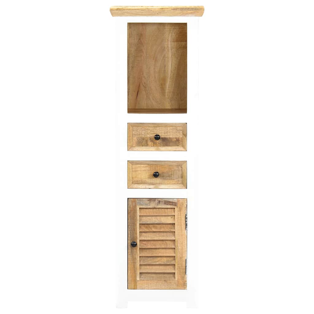 Highboard White and Brown 40x30x128 cm Solid Rough Mango Wood