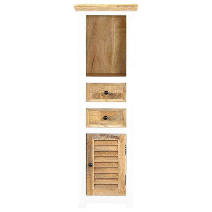 Highboard White and Brown 40x30x128 cm Solid Rough Mango Wood