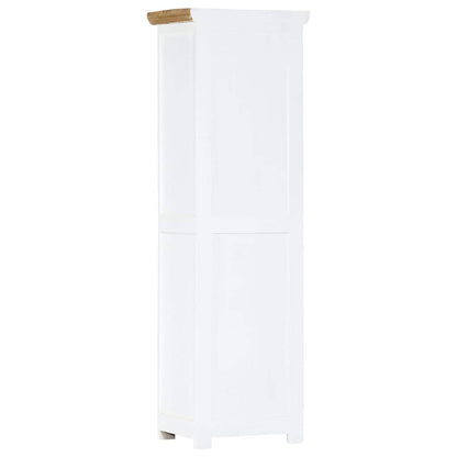Highboard White and Brown 40x30x128 cm Solid Rough Mango Wood