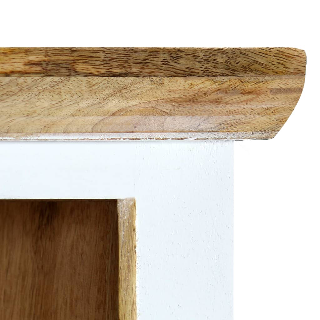 Highboard White and Brown 40x30x128 cm Solid Rough Mango Wood