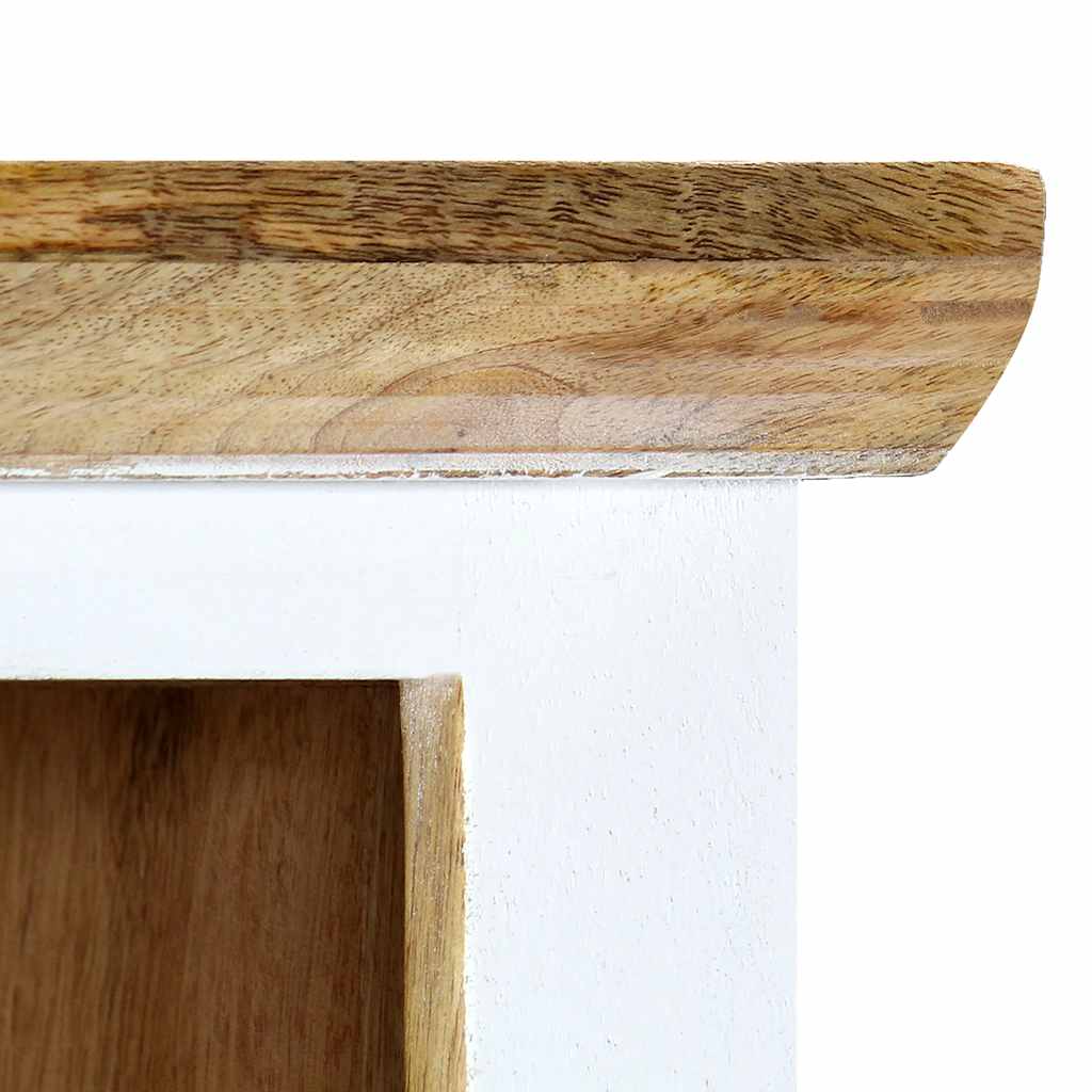 Highboard White and Brown 40x30x128 cm Solid Rough Mango Wood