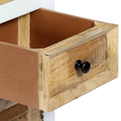 Highboard White and Brown 40x30x128 cm Solid Rough Mango Wood