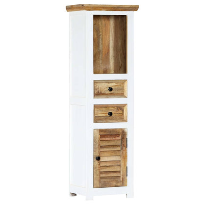 Highboard White and Brown 40x30x128 cm Solid Rough Mango Wood