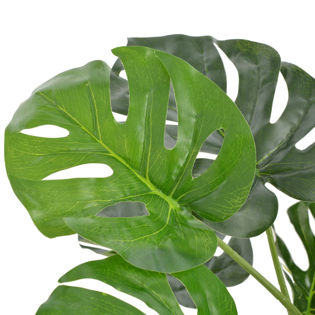 Artificial Plant Monstera with Pot Green 100 cm - Close-up view of detailed monstera leaves, demonstrating its authentic look and ideal for easy indoor greenery.