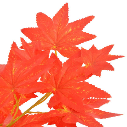 Close-up of Artificial Plant Maple Tree with Pot Red 120 cm highlighting the brown and red leaf colours and intricate design.