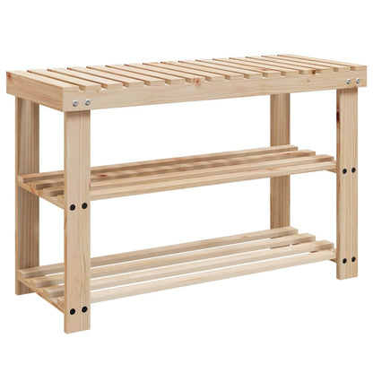 2-in-1 Shoe Rack with Bench Top 2 pcs Solid Wood