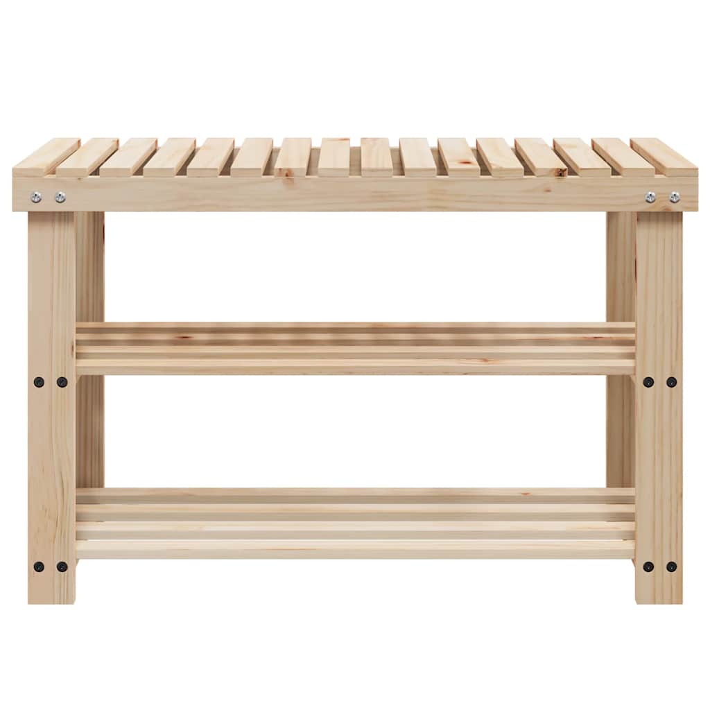 2-in-1 Shoe Rack with Bench Top 2 pcs Solid Wood