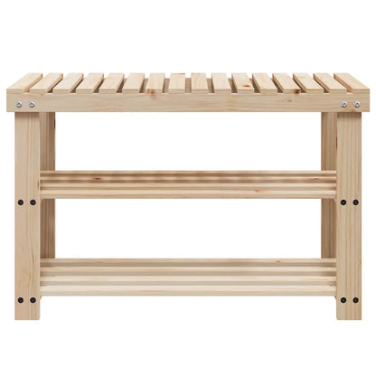 2-in-1 Shoe Rack with Bench Top 2 pcs Solid Wood