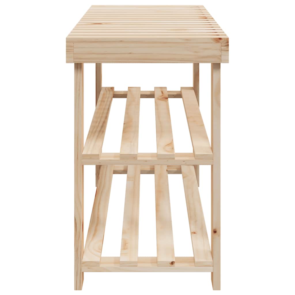 2-in-1 Shoe Rack with Bench Top 2 pcs Solid Wood