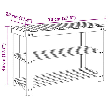 2-in-1 Shoe Rack with Bench Top 2 pcs Solid Wood