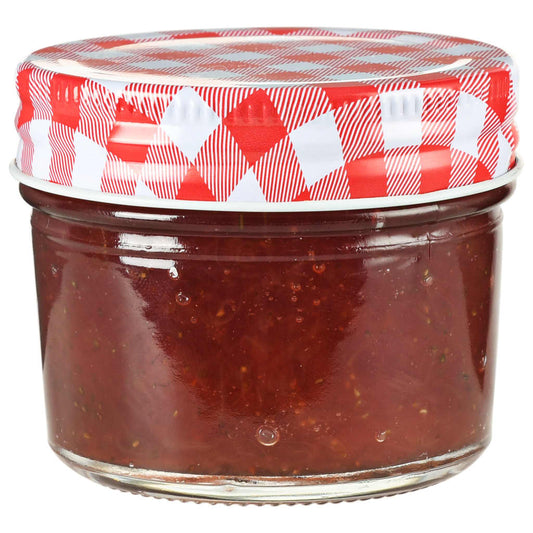 50791 vidaXL Glass Jam Jars with White and Red Lids 96 pcs 110 ml
