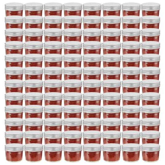 50794 vidaXL Glass Jam Jars with Silver Lids 96 pcs 110 ml