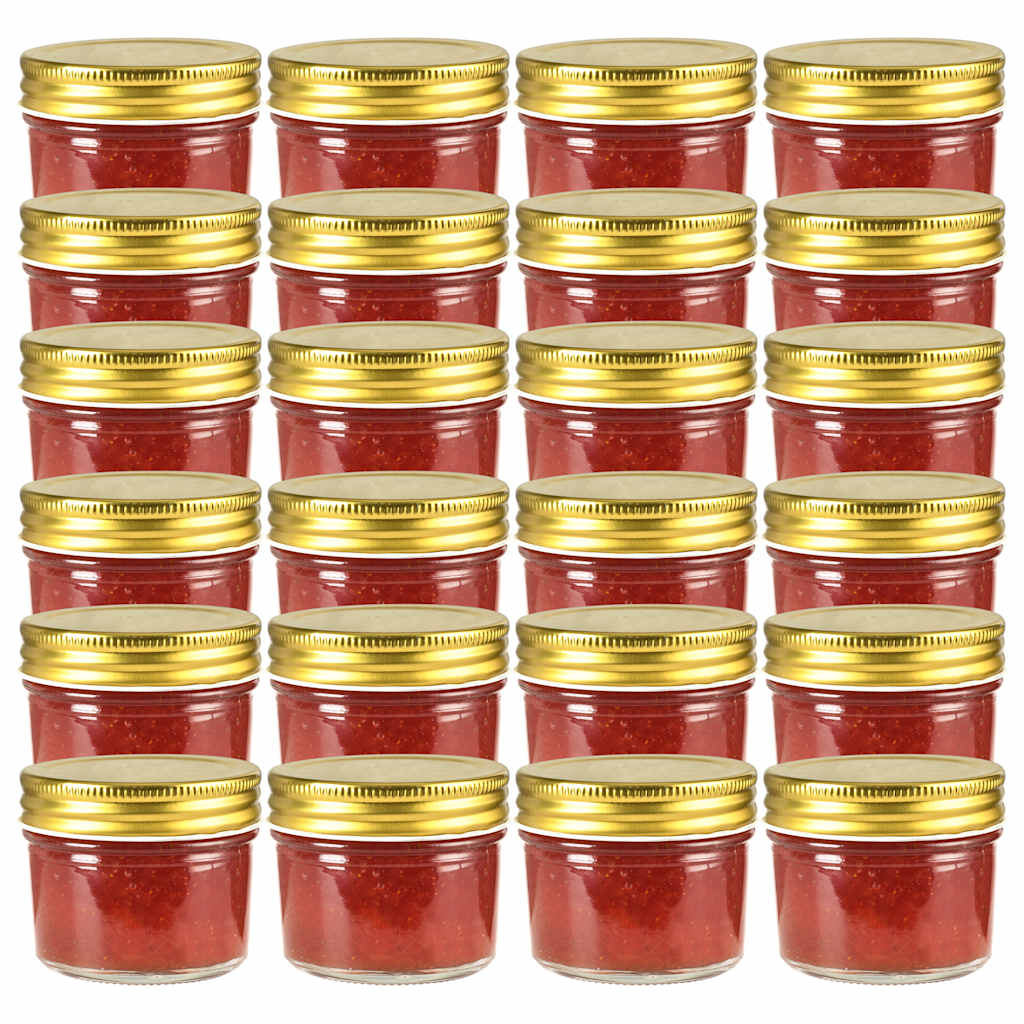 Glass Jam Jars with Gold Lids 24 pcs 110 ml