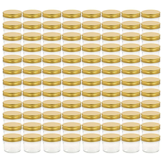 50797 vidaXL Glass Jam Jars with Gold Lid 96 pcs 110 ml