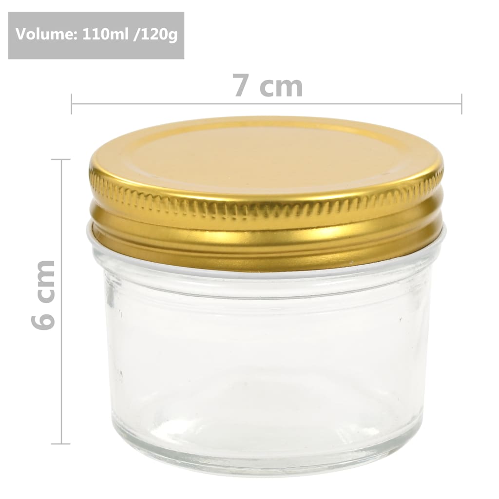 Glass Jam Jars with Gold Lid 96 pcs 110 ml