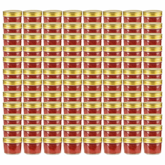 50797 vidaXL Glass Jam Jars with Gold Lid 96 pcs 110 ml
