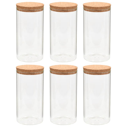 Storage Glass Jars with Cork Lid 6 pcs 1100 ml