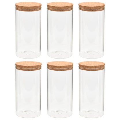Storage Glass Jars with Cork Lid 6 pcs 1400 ml