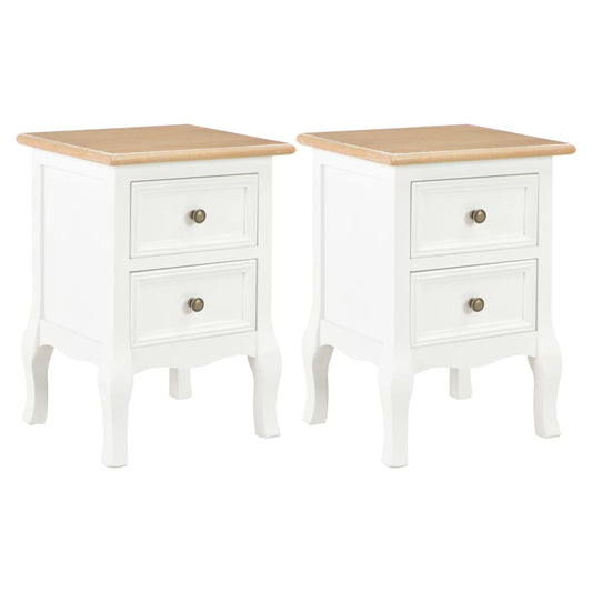 280037 vidaXL Bedside Cabinet 2 pcs White 35x30x49 cm MDF