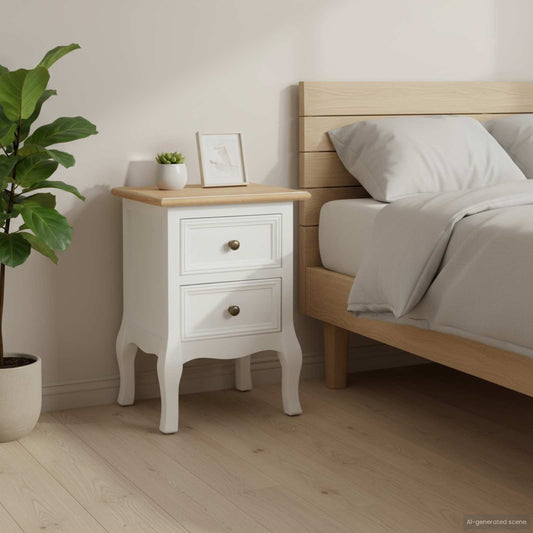 280037 vidaXL Bedside Cabinet 2 pcs White 35x30x49 cm MDF