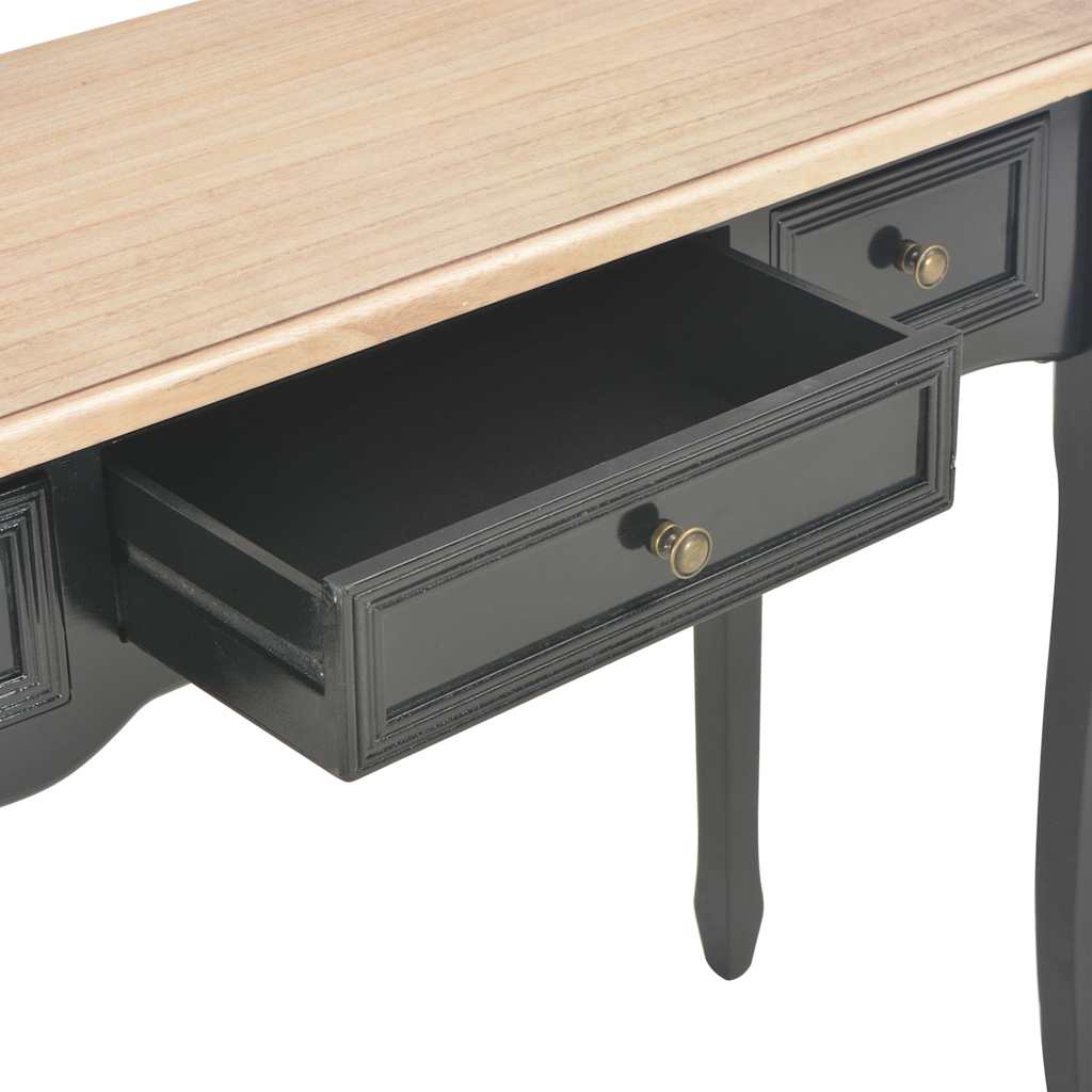 280046 vidaXL Dressing Console Table with 3 Drawers Black