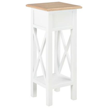Side Table White 27x27x65.5 cm Wood
