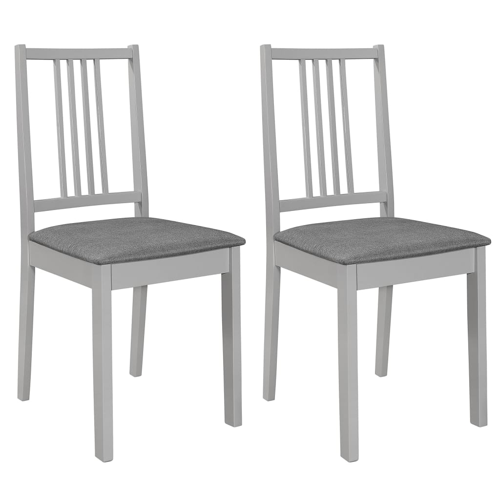 Dining Chairs with Cushions 2 pcs Grey Solid Wood
