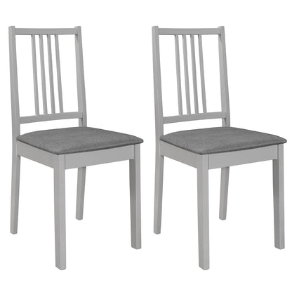 Dining Chairs with Cushions 2 pcs Grey Solid Wood