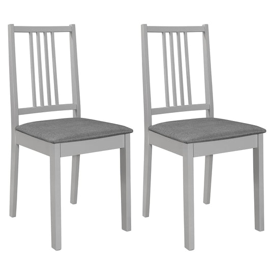 Dining Chairs with Cushions 2 pcs Grey Solid Wood