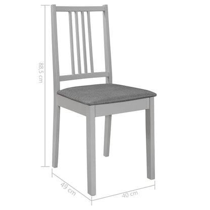 Dining Chairs with Cushions 2 pcs Grey Solid Wood