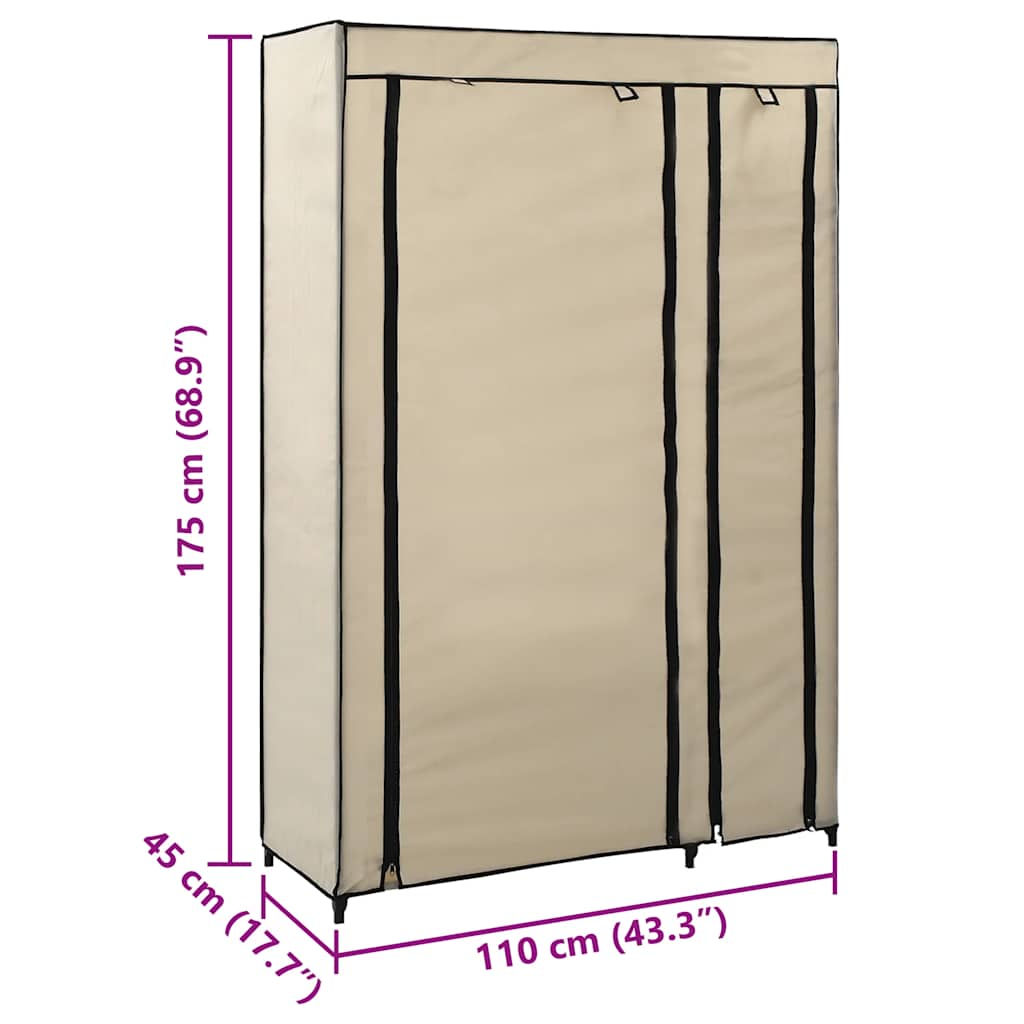 Folding Wardrobe Cream 110x45x175 cm Fabric