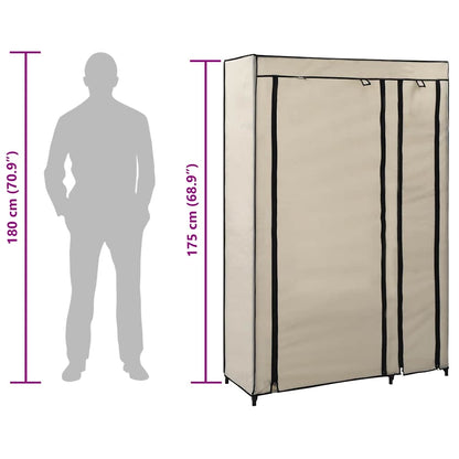 Folding Wardrobe Cream 110x45x175 cm Fabric
