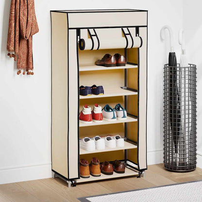 Shoe Cabinet with Cover Cream 58x28x106 cm Fabric