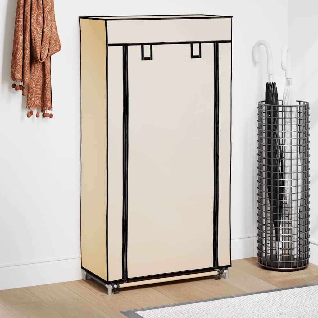 Shoe Cabinet with Cover Cream 58x28x106 cm Fabric
