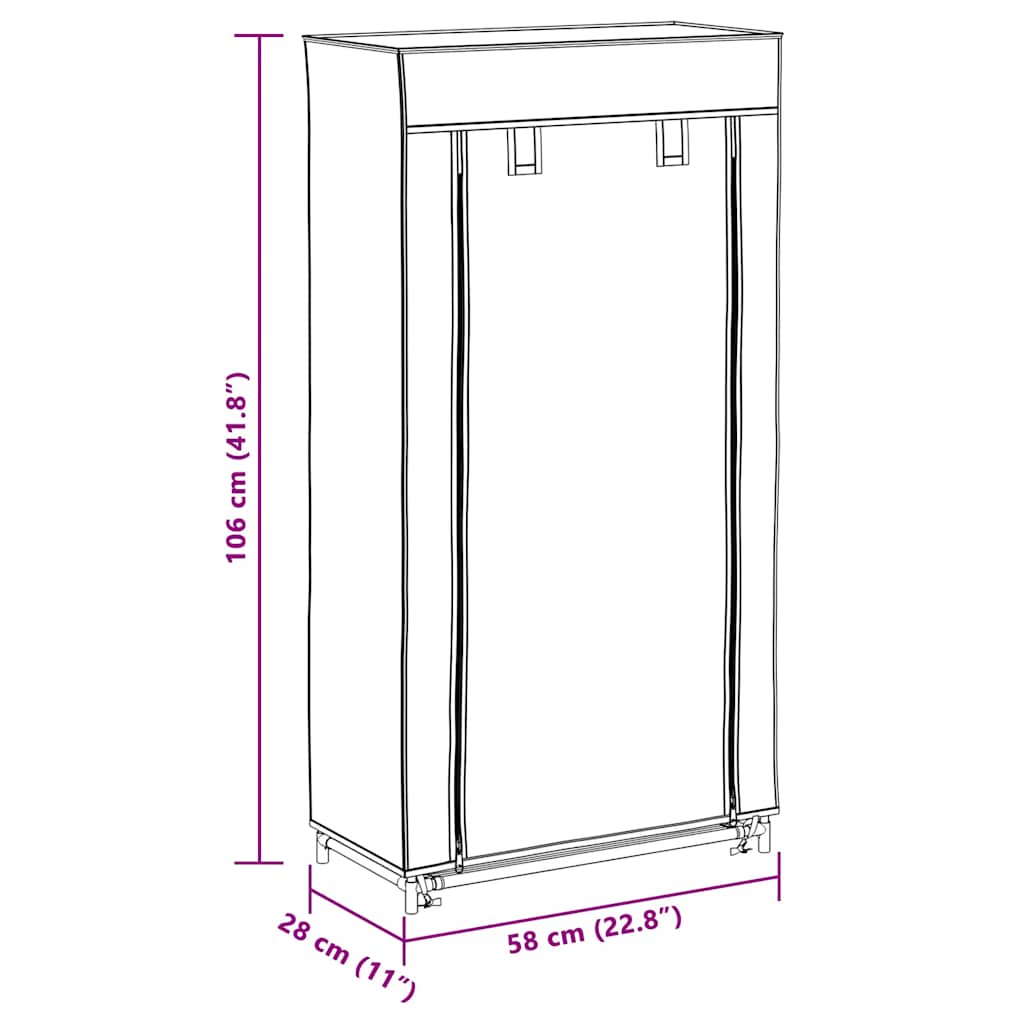 Shoe Cabinet with Cover Grey 58x28x106 cm Fabric
