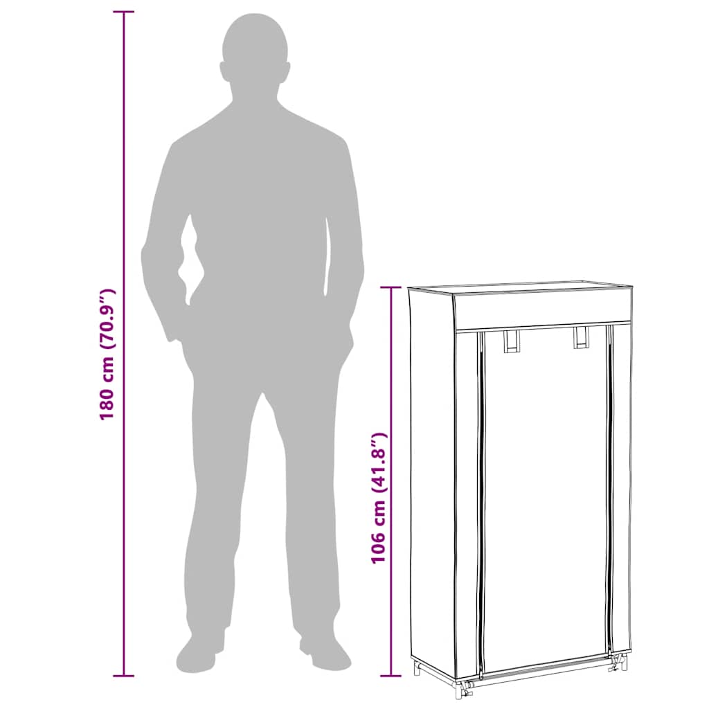 Shoe Cabinet with Cover Grey 58x28x106 cm Fabric