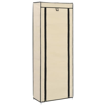 Shoe Cabinet with Cover Cream 57x29x162 cm Fabric