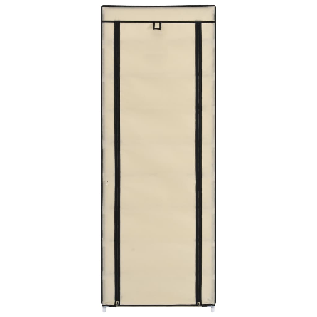 Shoe Cabinet with Cover Cream 57x29x162 cm Fabric