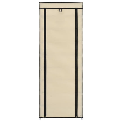 Shoe Cabinet with Cover Cream 57x29x162 cm Fabric