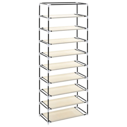 Shoe Cabinet with Cover Cream 57x29x162 cm Fabric