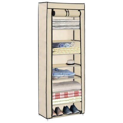Shoe Cabinet with Cover Cream 57x29x162 cm Fabric