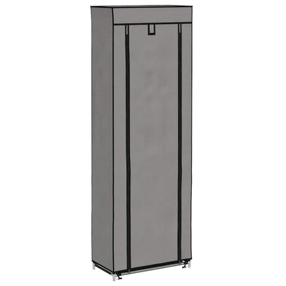 Shoe Cabinet with Cover Grey 57x29x162 cm Fabric