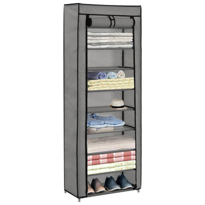 Shoe Cabinet with Cover Grey 57x29x162 cm Fabric