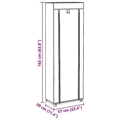 Shoe Cabinet with Cover Grey 57x29x162 cm Fabric