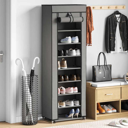 Shoe Cabinet with Cover Grey 57x29x162 cm Fabric
