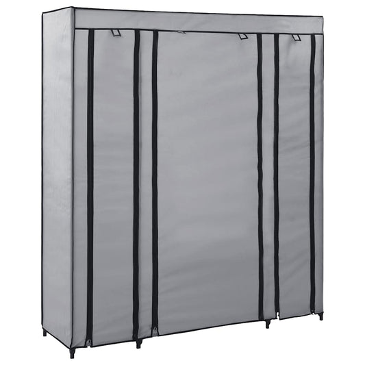 Wardrobe with Compartments and Rods Grey 150x45x176 cm Fabric