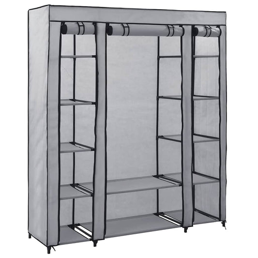 282436 vidaXL Wardrobe with Compartments and Rods Grey 150x45x176 cm Fabric