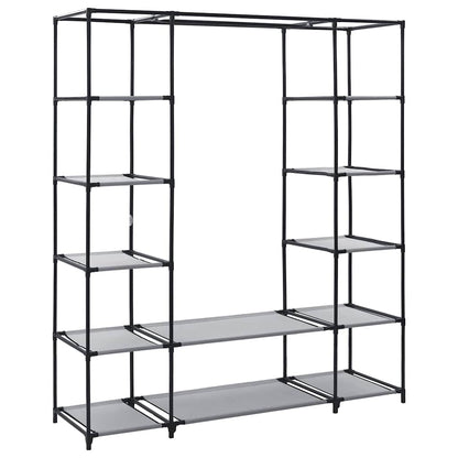 Wardrobe with Compartments and Rods Grey 150x45x176 cm Fabric